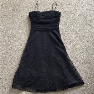 liza J Black Tulle and Sequin Spaghetti Strap Dress